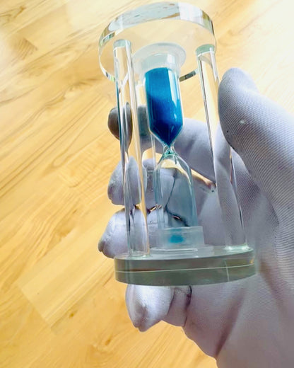 Sanduhr „Blue Elegance“, 10 cm hoch, misst 10 Minuten Zeit