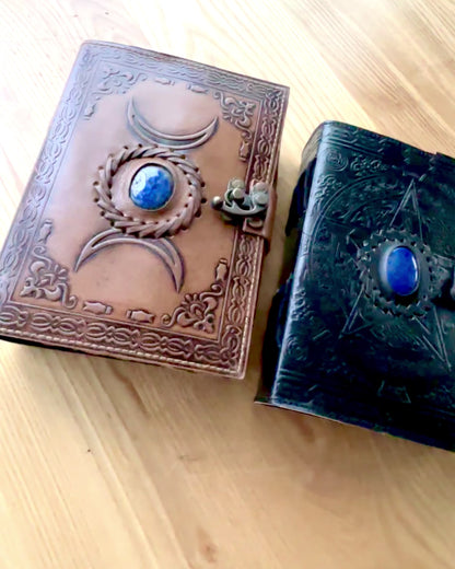 Premium Tagebuch, Antikes Muster, Leder-Notizbuch "Magische Chronik" 200 Seiten, 2 Varianten zur Auswahl, Personalisierung mit Gravur