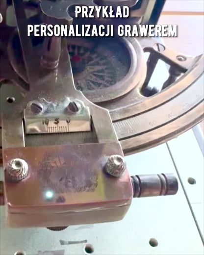 Sekstant Premium mit antikem Kompass - Personalisierung mit Gravur möglich