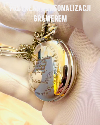 Klassische mechanische Taschenuhr mit Doppeldeckel, manuell, silberfarben