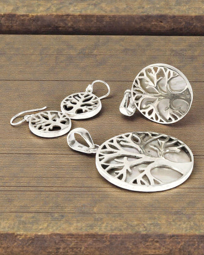 Silberner Anhänger Baum des Lebens 30 mm – Mother of Pearl Pure Light