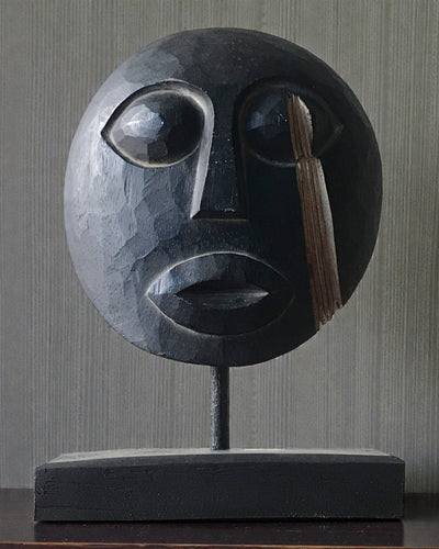 Timoresische Maske Ahnenwächter 27x20 cm – Schwarz