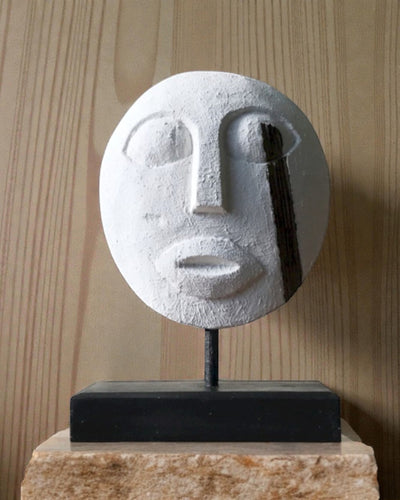 Timoresische Maske Wächter der Ahnen 27x20 cm – Weiß