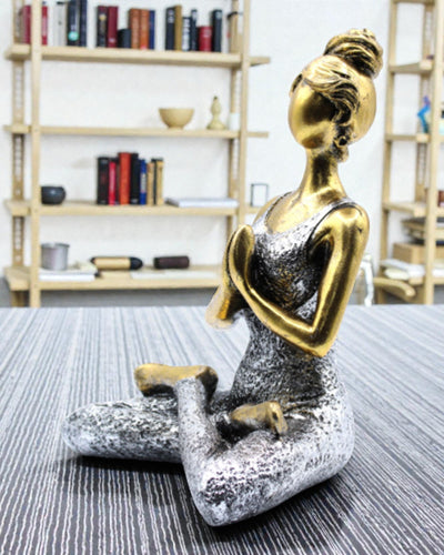 Frauenfigur 24 cm – Yoga Gold-Silberne Klassik