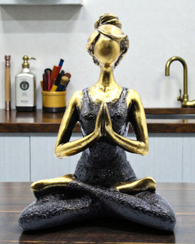 Frauenfigur 24 cm – Yoga Gold-Schwarze Kraft
